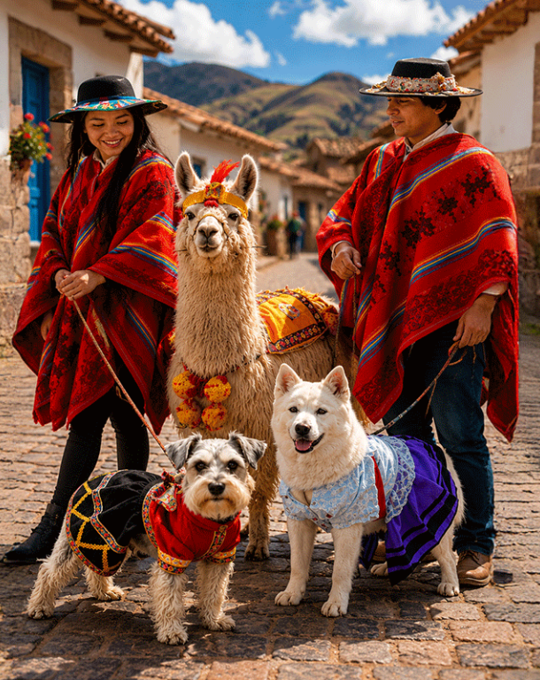 Perritos con mantas, trenzas y trajes típicos enternecen las redes